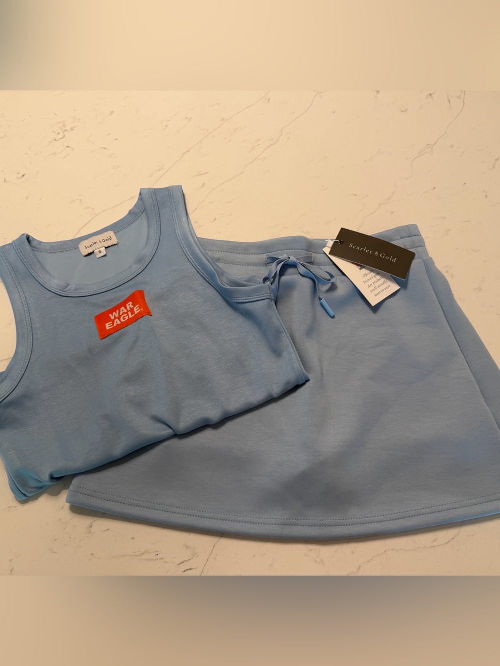 Light Blue Tank and Skirt with Orange War Eagle Patch